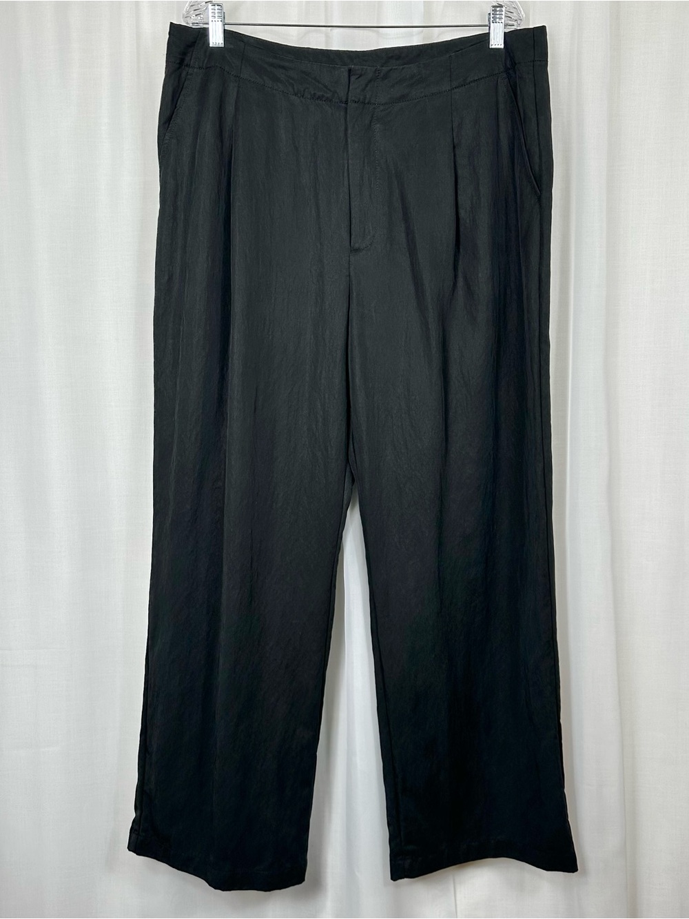 Gap SoftSuit High Rise Wide Leg Trousers 18 Black‎ Tencel Lyocell Pleated Dressy